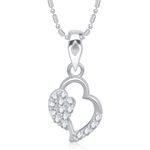 Buy Srikara Alloy Rhodium Plated CZ/AD Togetherness Heart Fashion Jewelry Pendant - SKP1515R - Purplle
