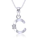 Buy Srikara Alloy Rhodium Plated CZ / AD Initial "C" Alphabet Pendant with Chain - SKP2804R - Purplle