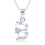 Buy Srikara Alloy Rhodium Plated CZ / AD Initial "B" Alphabet Pendant with Chain - SKP2803R - Purplle