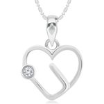 Buy Srikara Alloy Single CZ/AD Hollow Heart Fashion Jewellery Pendant with Chain - SKP2853R - Purplle
