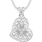 Buy Srikara Alloy CZ / AD Studded Flowery Heart Fashion Jewellery Pendant with Chain - SKP2860R - Purplle