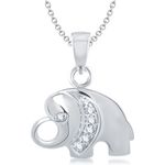 Buy Srikara Alloy Rhodium Plated CZ / AD Elephant Fashion Jewelry Pendant with Chain - SKP1328R - Purplle