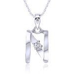 Buy Srikara Alloy Rhodium Plated CZ / AD Initial "N" Alphabet Pendant with Chain - SKP2815R - Purplle