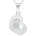 Buy Srikara Alloy Rhodium Plated CZ / AD Bonded Heart Pattern Pendant with Chain - SKP2851R - Purplle