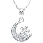 Buy Srikara Alloy Rhodium Plated CZ/AD Moon Star Fashion Jewelry Pendant Chain - SKP1323R - Purplle