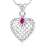 Buy Srikara Alloy Rhodium Plated CZ/AD Reticular Heart Fashion Jewelry Pendant Chain - SKP2005R - Purplle