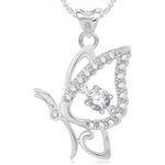 Buy Srikara Alloy Rhodium Plated CZ / AD Fashion Jewellery Pendant with Chain - SKP2039R - Purplle