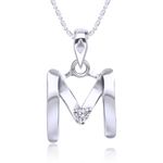 Buy Srikara Alloy Rhodium Plated CZ / AD Initial "M" Alphabet Pendant with Chain - SKP2814R - Purplle