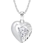 Buy Srikara Alloy Rhodium Plated Single CZ/AD Heart Pendant with Chain - SKP2861R - Purplle