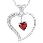 Buy Srikara Alloy Rhodium Plated CZ/AD Red Stone in Heart Valentine Fashion Jewelry Pendant - SKP1724R - Purplle