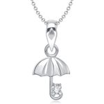 Buy Srikara Alloy Rhodium Plated CZ/AD Rainy Day Umbrella Fashion Jewelry Pendant - SKP1321R - Purplle