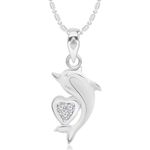 Buy Srikara Alloy Dolphin Heart CZ/AD Studded Fashion Jewelry Pendant with Chain - SKP2942R - Purplle