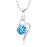Buy Srikara Alloy CZ/AD Titled Heart Aqua Solitaire Fashion Jewellery Pendant Chain - SKP2914R - Purplle