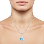 Buy Srikara Alloy CZ/AD Titled Heart Aqua Solitaire Fashion Jewellery Pendant Chain - SKP2914R - Purplle
