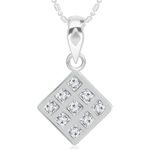 Buy Srikara Brass Alloy Rhodium Plated Square Shape CZ/AD Studded Pendant Chain - SKP2963R - Purplle