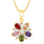 Buy Srikara Alloy Gold Plated CZ/AD Colorful Flower Fashion Jewellery Pendant Chain - SKP2353G - Purplle
