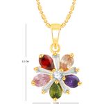 Buy Srikara Alloy Gold Plated CZ/AD Colorful Flower Fashion Jewellery Pendant Chain - SKP2353G - Purplle