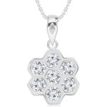 Buy Srikara Alloy Rhodium Plated Floral AD/CZ Studded Fashion Jewelry Pendant Chain - SKP2974R - Purplle