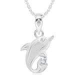 Buy Srikara Alloy Rhodium Plated Dolphin AD/CZ Studded Fashion Jewelry Pendant Chain - SKP2943R - Purplle