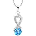 Buy Srikara Alloy CZ / AD Heart Drop Aqua Solitaire Fashion Jewellery Pendant Chain - SKP2907R - Purplle