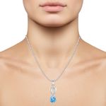 Buy Srikara Alloy CZ / AD Heart Drop Aqua Solitaire Fashion Jewellery Pendant Chain - SKP2907R - Purplle