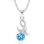 Buy Srikara Alloy CZ / AD Eye Catchy Aqua Solitaire Fashion Jewellery Pendant Chain - SKP2901R - Purplle