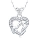 Buy Srikara Alloy Rhodium Plated CZ/AD Season of Love Heart Shape Fashion Jewelry Pendant - SKP1289R - Purplle