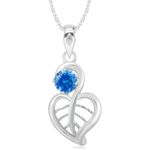 Buy Srikara Alloy Rhodium Plated CZ/AD Leafy Blue Solitaire Fashion Jewelry Pendant - SKP3002R - Purplle