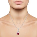 Buy Srikara Alloy CZ / AD Unique Drop Red Solitaire Fashion Jewellery Pendant Chain - SKP2905R - Purplle