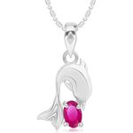 Buy Srikara Alloy Brass Rhodium Plated AD Dolphin Pink Pearl Fashion Jewelry Pendant - SKP2944R - Purplle
