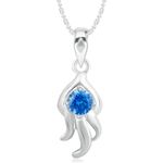 Buy Srikara Alloy Rhodium Plated AD/CZ Floral Blue Solitaire Fashion Jewelry Pendant - SKP3010R - Purplle