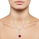 Buy Srikara Alloy CZ / AD Swan Pattern Drop Red Fashion Jewelry Pendant with Chain - SKP2908R - Purplle