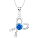 Buy Srikara Alloy Rhodium Plated CZ/AD Heart Blue Solitaire Fashion Jewelry Pendant - SKP3004R - Purplle