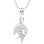 Buy Srikara Alloy Rhodium Plated Dolphin AD/CZ Studded Fashion Jewelry Pendant - SKP2940R - Purplle