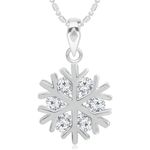 Buy Srikara Alloy Rhodium Plated CZ/AD Snow Flake Fashion Jewelry Pendant with Chain - SKP2960R - Purplle