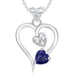 Buy Srikara Alloy Rhodium Plated CZ/AD Twice Heart Valentine Fashion Jewelry Pendant - SKP1761R - Purplle