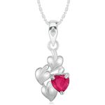 Buy Srikara Alloy Bonded Heart Pink Solitaire Fashion Jewellery Pendant with Chain - SKP3015R - Purplle