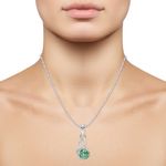 Buy Srikara Alloy CZ / AD Swan Pattern Drop Green Fashion Jewelry Pendant with Chain - SKP2916R - Purplle