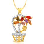 Buy Srikara Alloy Gold Plated CZ / AD Flowerpot Fashion Jewellery Pendant with Chain - SKP2412G - Purplle