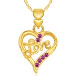 Buy Srikara Alloy Gold Plated CZ / AD Love Heart Valentine Fashion Jewellery Pendant - SKP1902G - Purplle