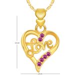Buy Srikara Alloy Gold Plated CZ / AD Love Heart Valentine Fashion Jewellery Pendant - SKP1902G - Purplle