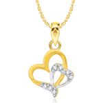 Buy Srikara Alloy Gold Plated CZ/AD Heart with Heart Fashion Jewellery Pendant Chain - SKP2133G - Purplle