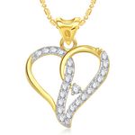 Buy Srikara Alloy Gold Plated CZ/AD Decent Heart Valentine Fashion Jewelry Pendant - SKP1733G - Purplle