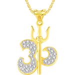 Buy Srikara Alloy Gold Plated CZ / AD Trishul Om Fashion Jewelry Pendant with Chain - SKP2765G - Purplle