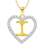 Buy Srikara Alloy Gold Plated CZ/AD Alphabet "I" in Heart Fashion Jewelry Pendant - SKP2273G - Purplle