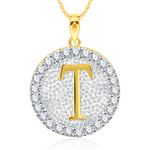 Buy Srikara Alloy Gold Plated CZ/AD Initial Letter T Fashion Jewellery Pendant Chain - SKP2202G - Purplle