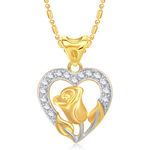 Buy Srikara Alloy Gold Plated CZ/AD Rose in Heart Fashion Jewelry Pendant with Chain - SKP1443G - Purplle