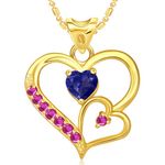 Buy Srikara Alloy Gold Plated CZ/AD Decent Double Heart Valentine Fashion Jewelry Pendant - SKP1802G - Purplle