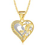 Buy Srikara Alloy Gold Plated CZ/AD Design in Heart Fashion Jewellery Pendant Chain - SKP1444G - Purplle