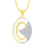 Buy Srikara Alloy Gold Plated CZ / AD Oval Fashion Jewellery Pendant with Chain - SKP2662G - Purplle